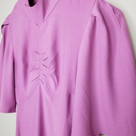 Free People Ruched Mock Neck Flutter Sleeves dress size 4 - Picture 6 of 14